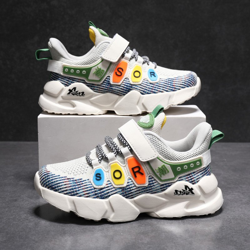 Children's shoes 2020 spring and autumn new lightweight breathable flying woven men's and women's sports shoes trend of big children's explosive style children's shoes